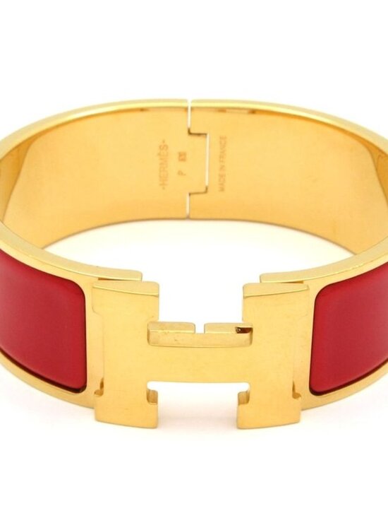 Hermes Jewelry - Hermes Bangle Clic Clac Gold Red Bracelet